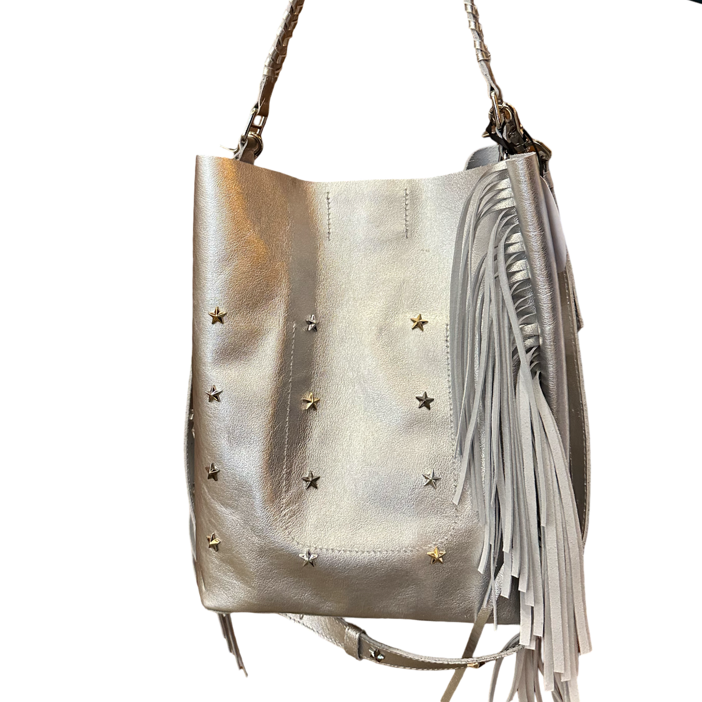 Tote con flecos y estrellas