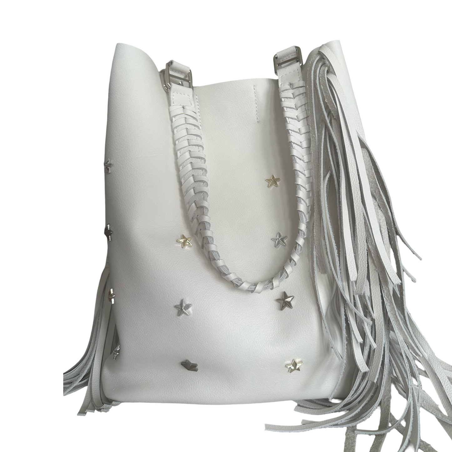 Tote con flecos y estrellas