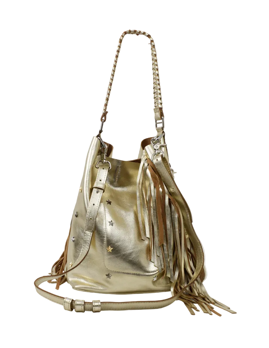 Tote con flecos y estrellas