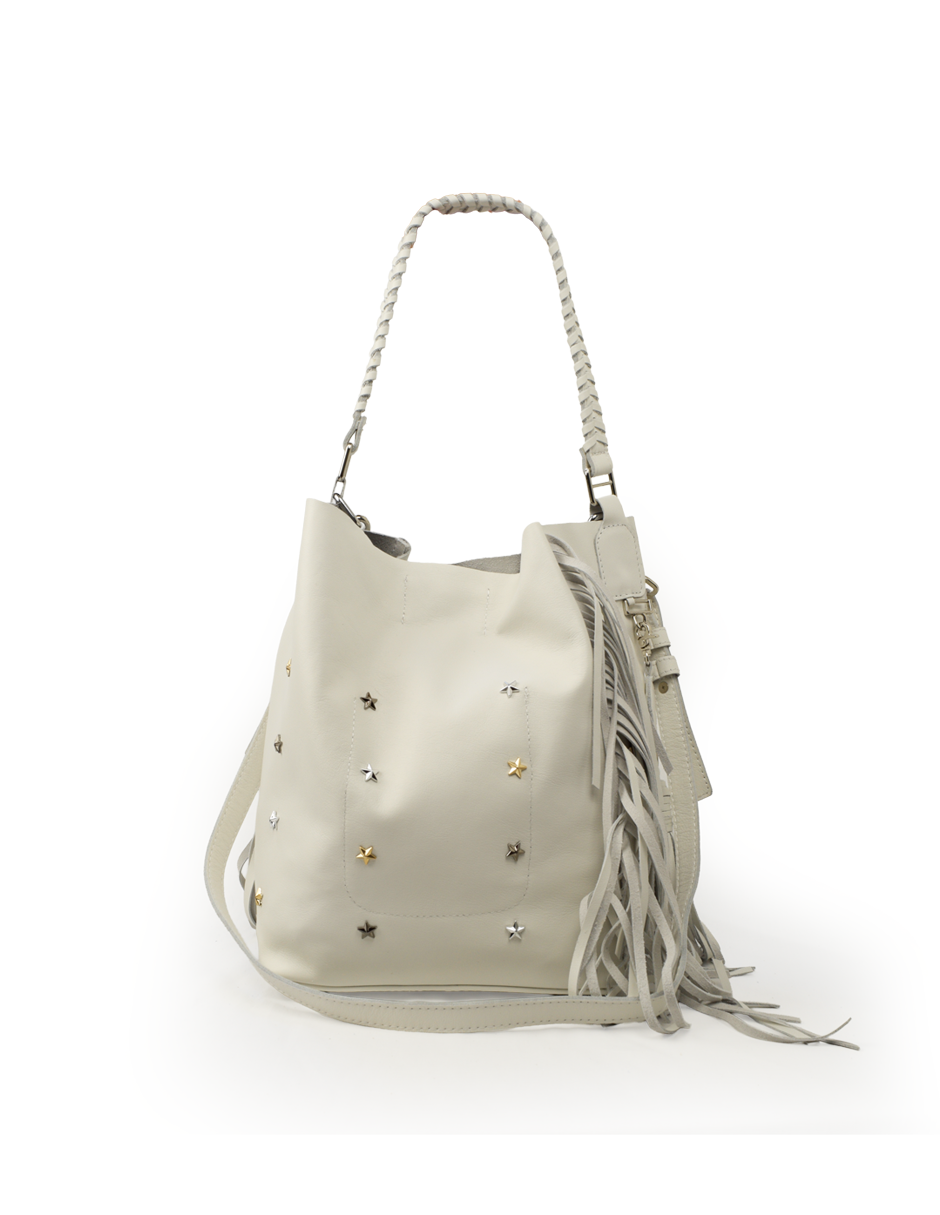 Tote con flecos y estrellas