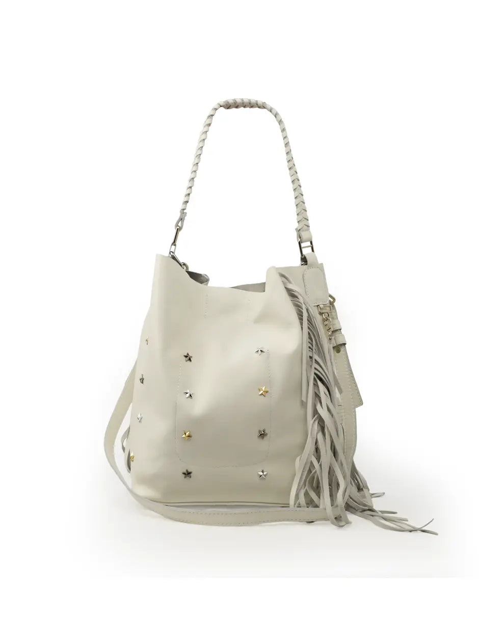 Tote con flecos y estrellas