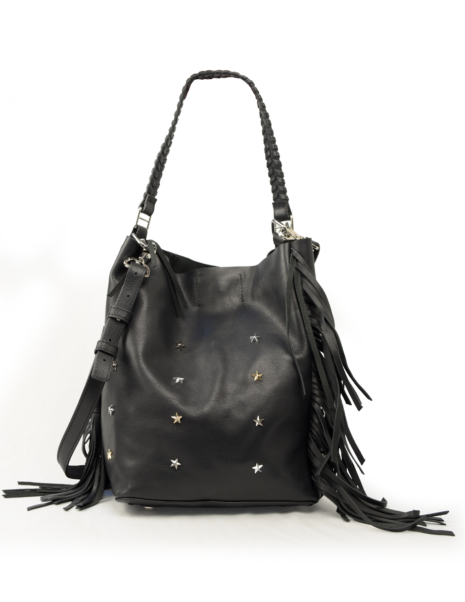 Tote con flecos y estrellas